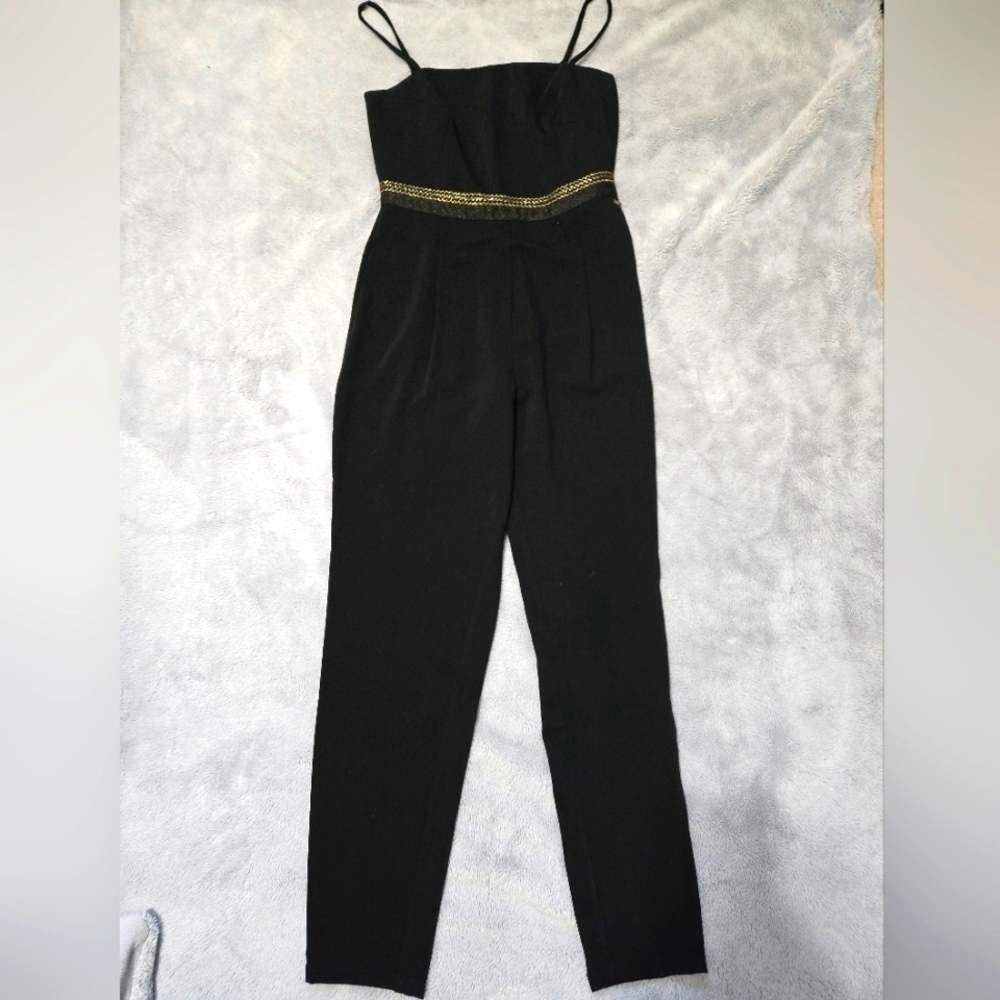 DEPT Black Jumpsuit with Gold Band. Size XS